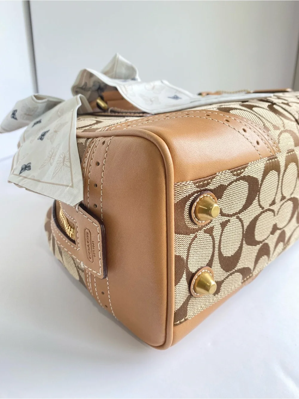 Coach Y2K Hampton Signature Canvas with Perforated Leather Trim Traditional Tan - Picture 13 of 16
